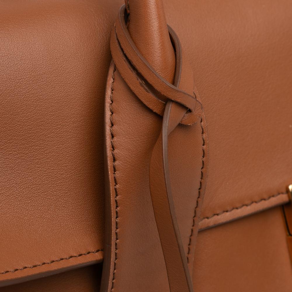 Ferragamo B Ferragamo Brown Calf Leather Gancini Sookie Tote Italy