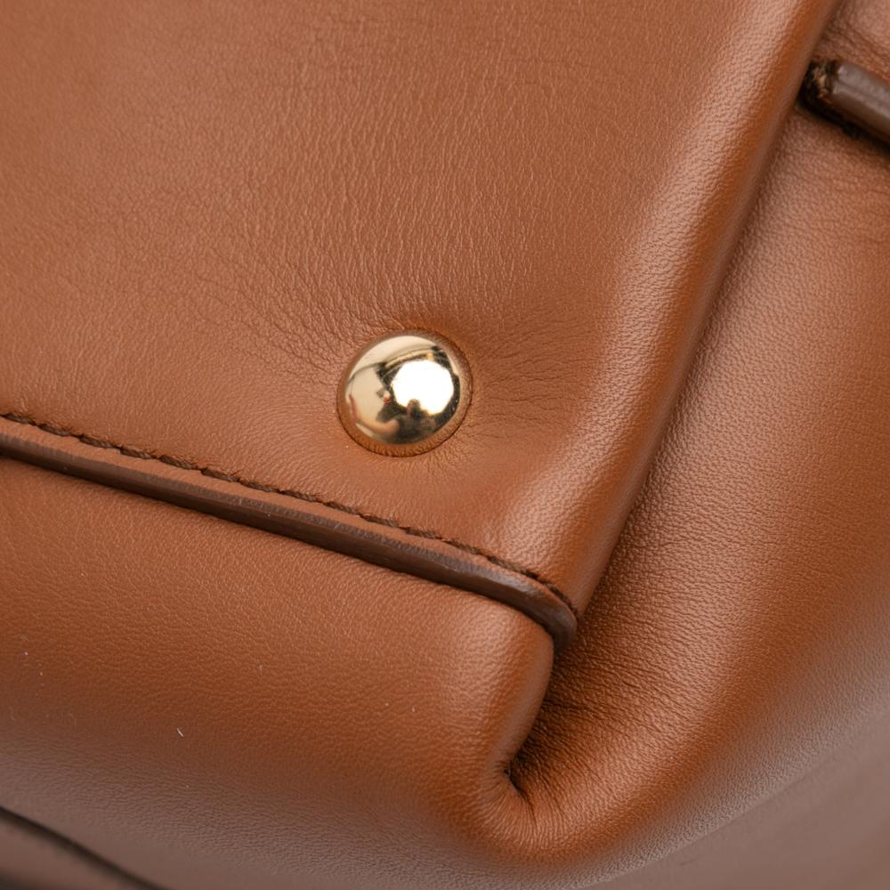 Ferragamo B Ferragamo Brown Calf Leather Gancini Sookie Tote Italy