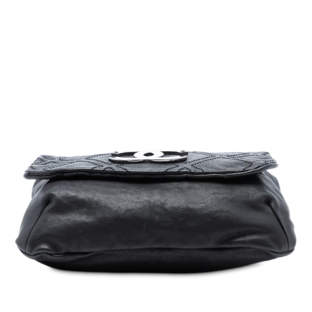 Chanel AB Chanel Black Calf Leather Large skin Diamond Stitch Crossbody Italy