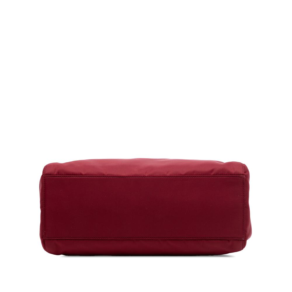 Prada AB Prada Red Nylon Fabric Tessuto Acrylic Handle Bag Italy