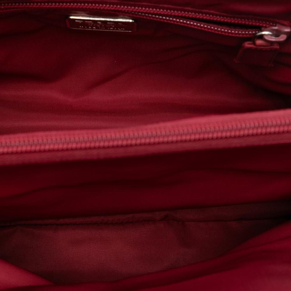 Prada AB Prada Red Nylon Fabric Tessuto Acrylic Handle Bag Italy