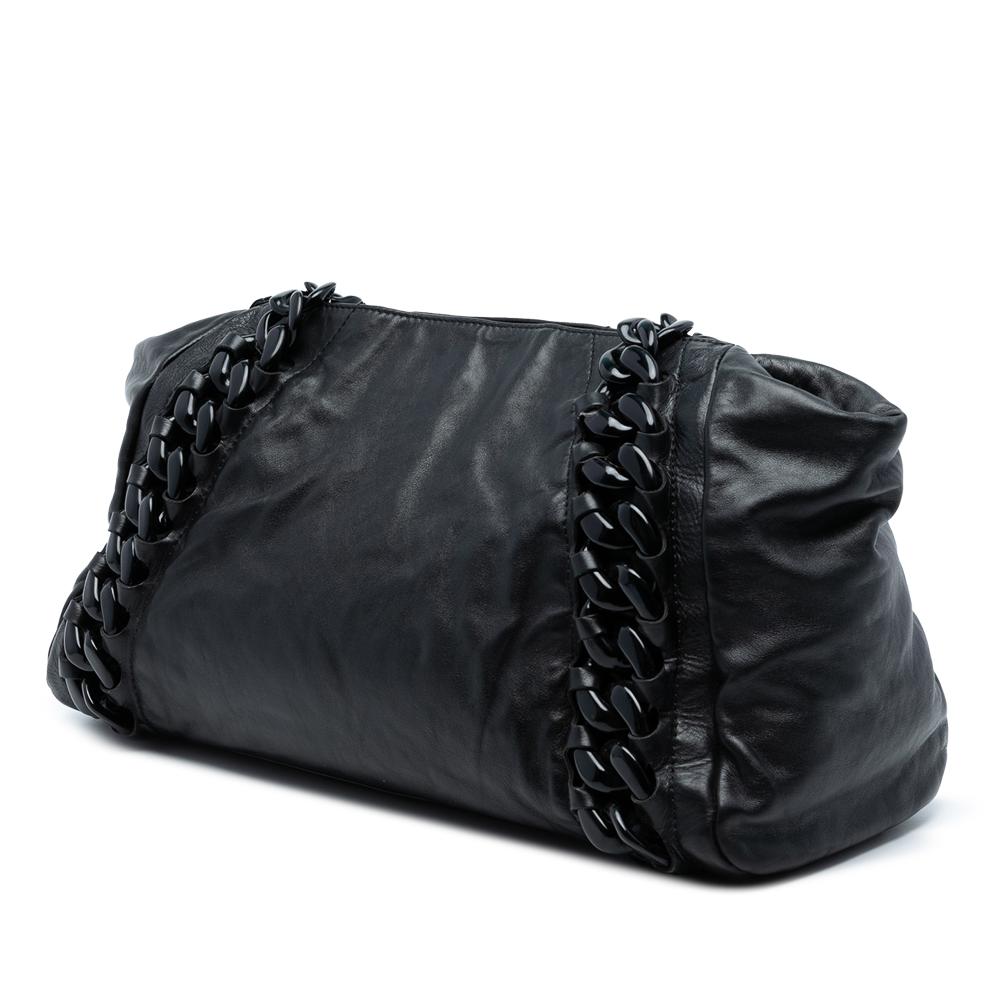 Chanel B Chanel Black Calf Leather skin Modern Chain Rhodoid East West Tote Italy