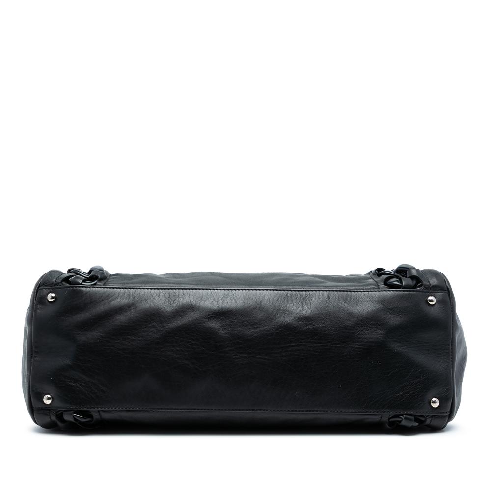 Chanel B Chanel Black Calf Leather skin Modern Chain Rhodoid East West Tote Italy