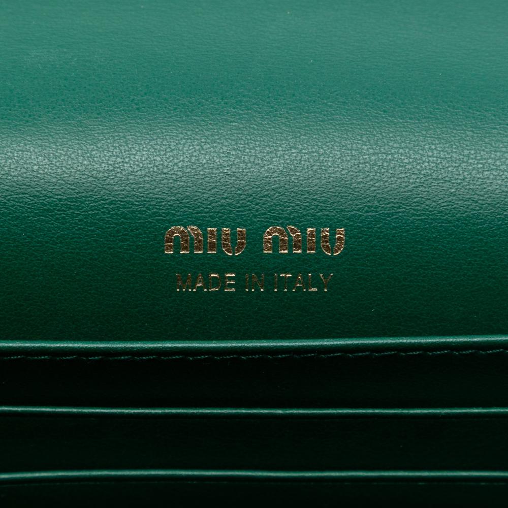 Miu Miu AB Miu Miu Green Calf Leather Fringe Crossbody Italy