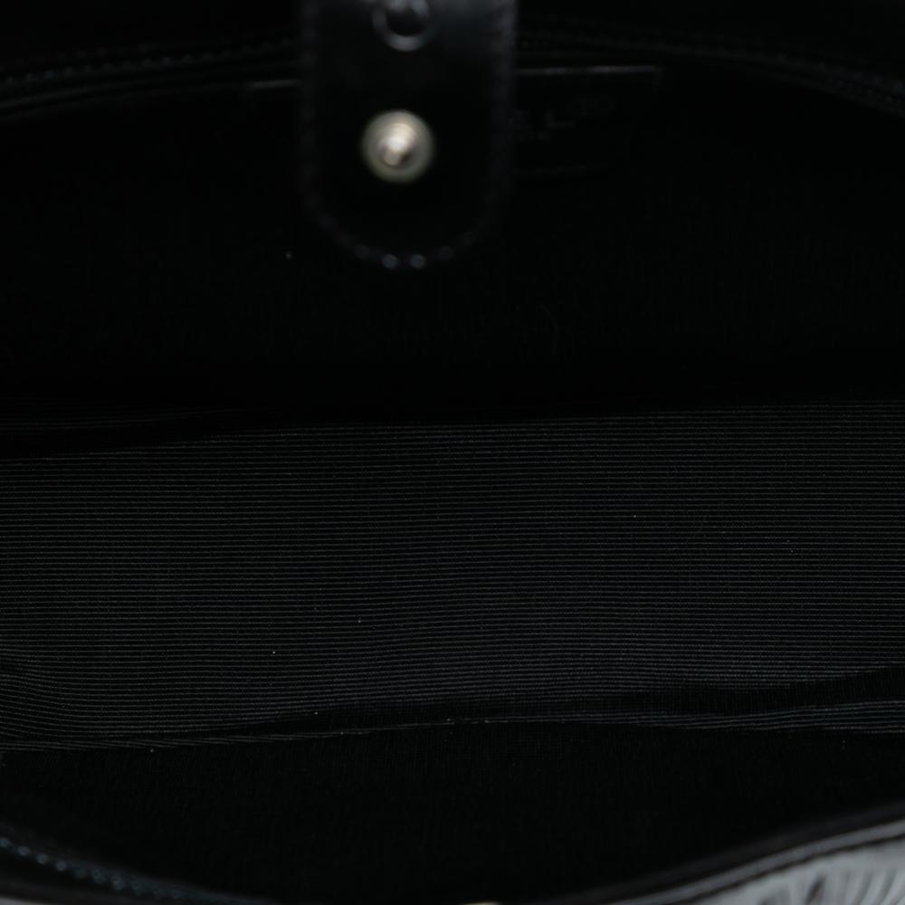 Chanel B Chanel Black Canvas Fabric Chocolate Bar Printed Fringe Handbag France