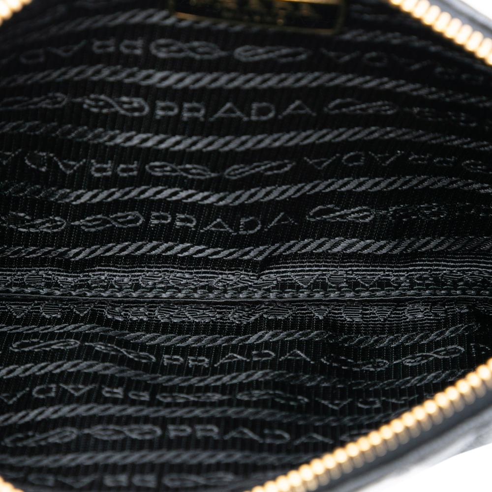 Prada AB Prada Black Nappa Leather Leather Nappa Gaufre Pouch Italy