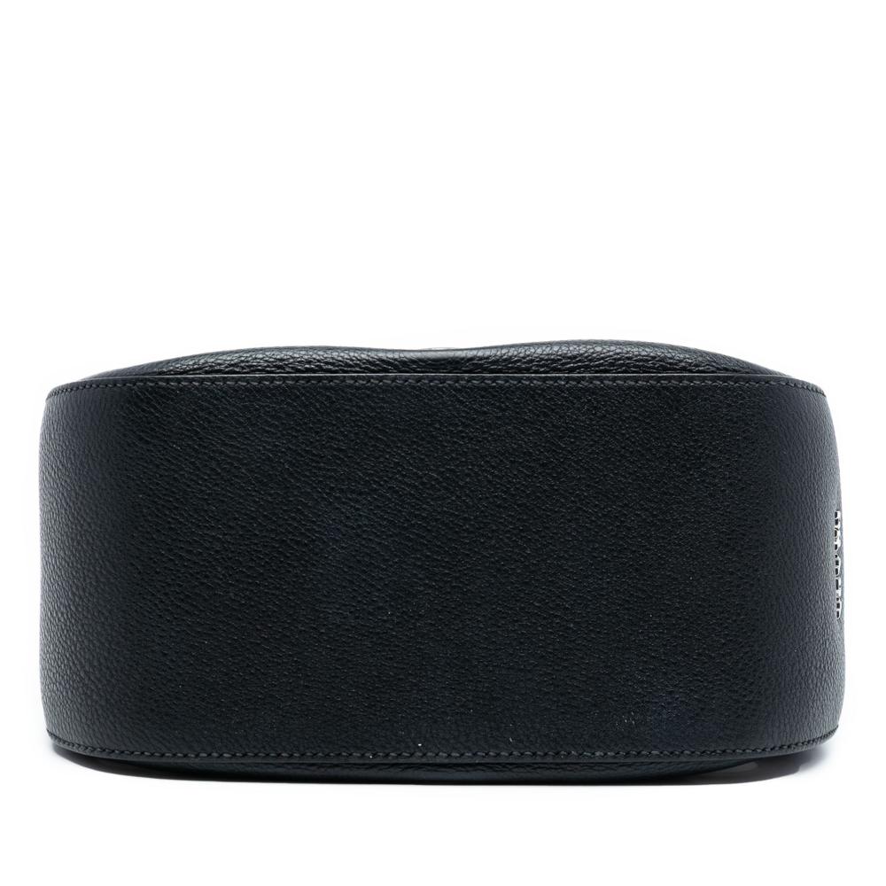 Prada AB Prada Black Calf Leather Vitello Daino Grommet Handbag Italy