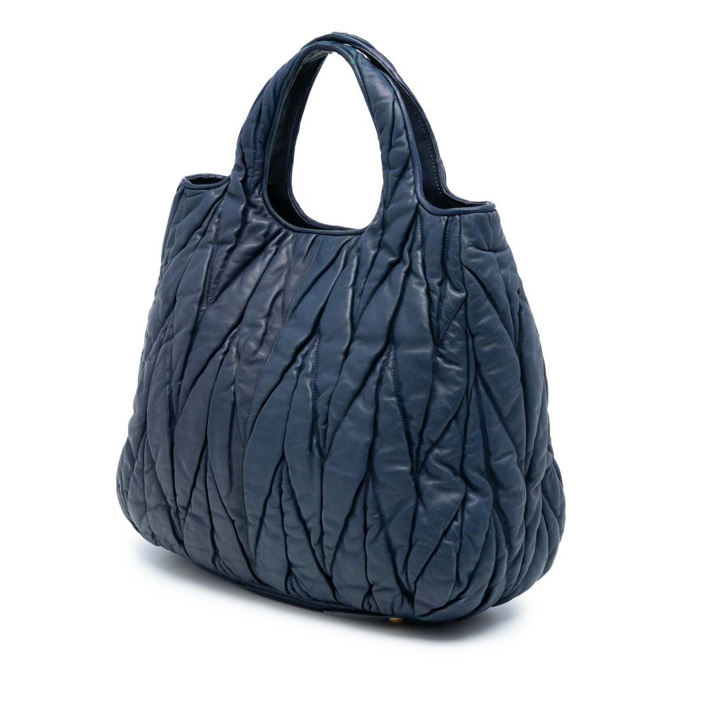 Miu Miu B Miu Miu Blue Navy Calf Leather Matelasse Nappa Satchel Turkey