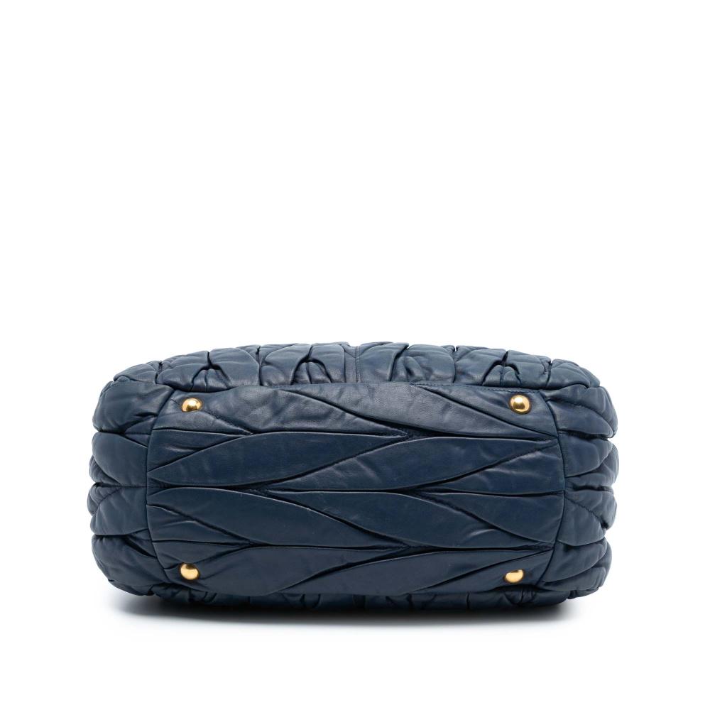 Miu Miu B Miu Miu Blue Navy Calf Leather Matelasse Nappa Satchel Turkey