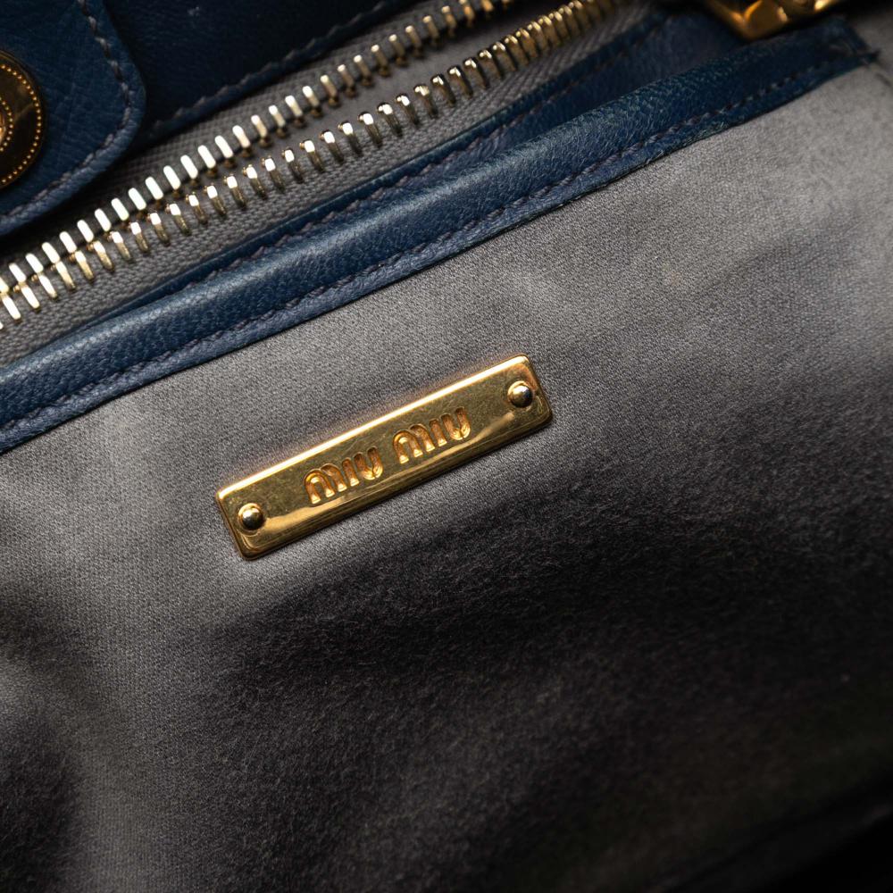 Miu Miu B Miu Miu Blue Navy Calf Leather Matelasse Nappa Satchel Turkey
