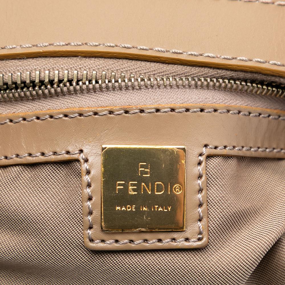Fendi AB Fendi Orange with Brown Coated Canvas Fabric Zucchino Barrel Handbag Italy