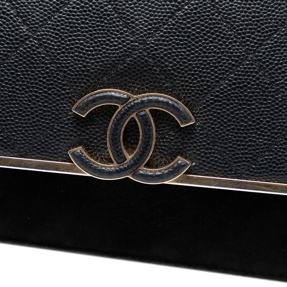 Chanel B Chanel Black Caviar Leather Leather Stitched Caviar and Suede Lady Coco Wallet On Chain Italy