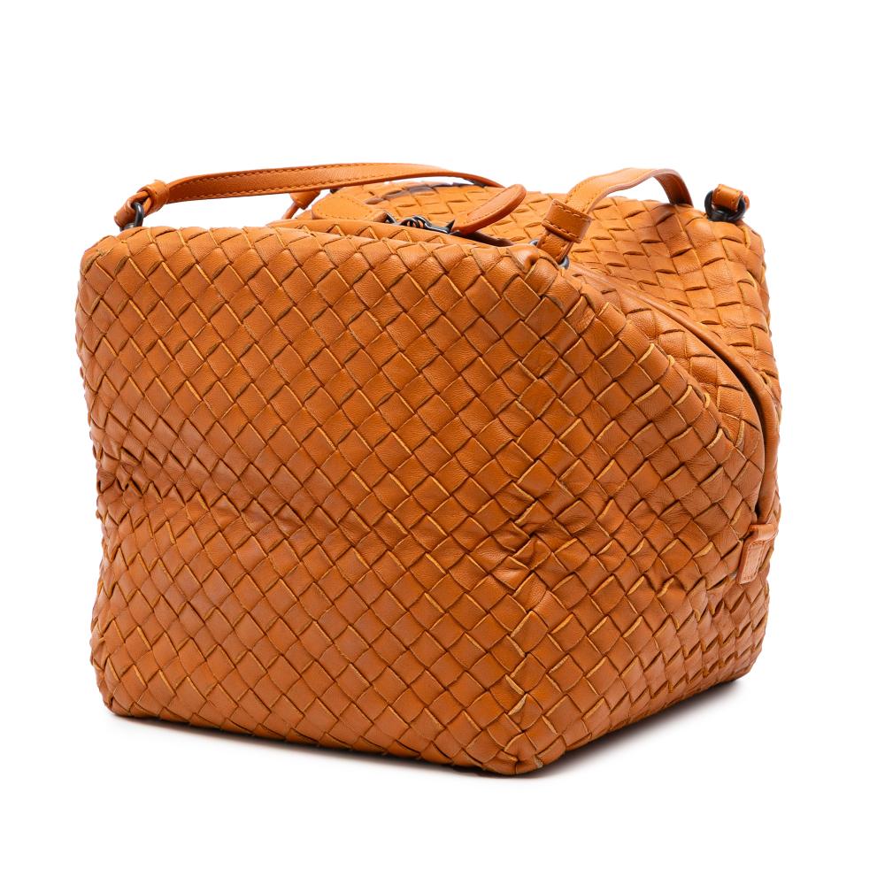 Bottega Veneta B Bottega Veneta Orange Nappa Leather Leather Nappa Intrecciato Cube Crossbody Italy