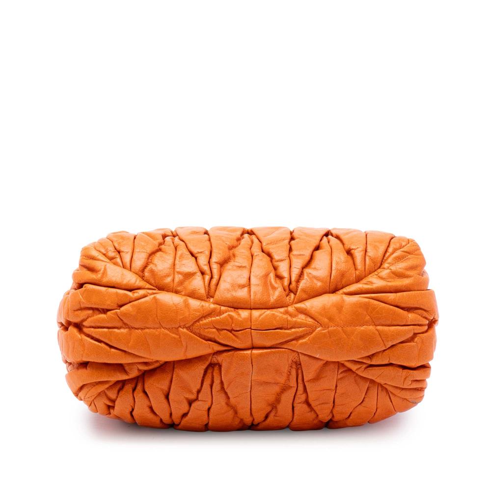 Miu Miu B Miu Miu Orange Lambskin Leather Leather Matelasse Lambskin Coffer Satchel Turkey