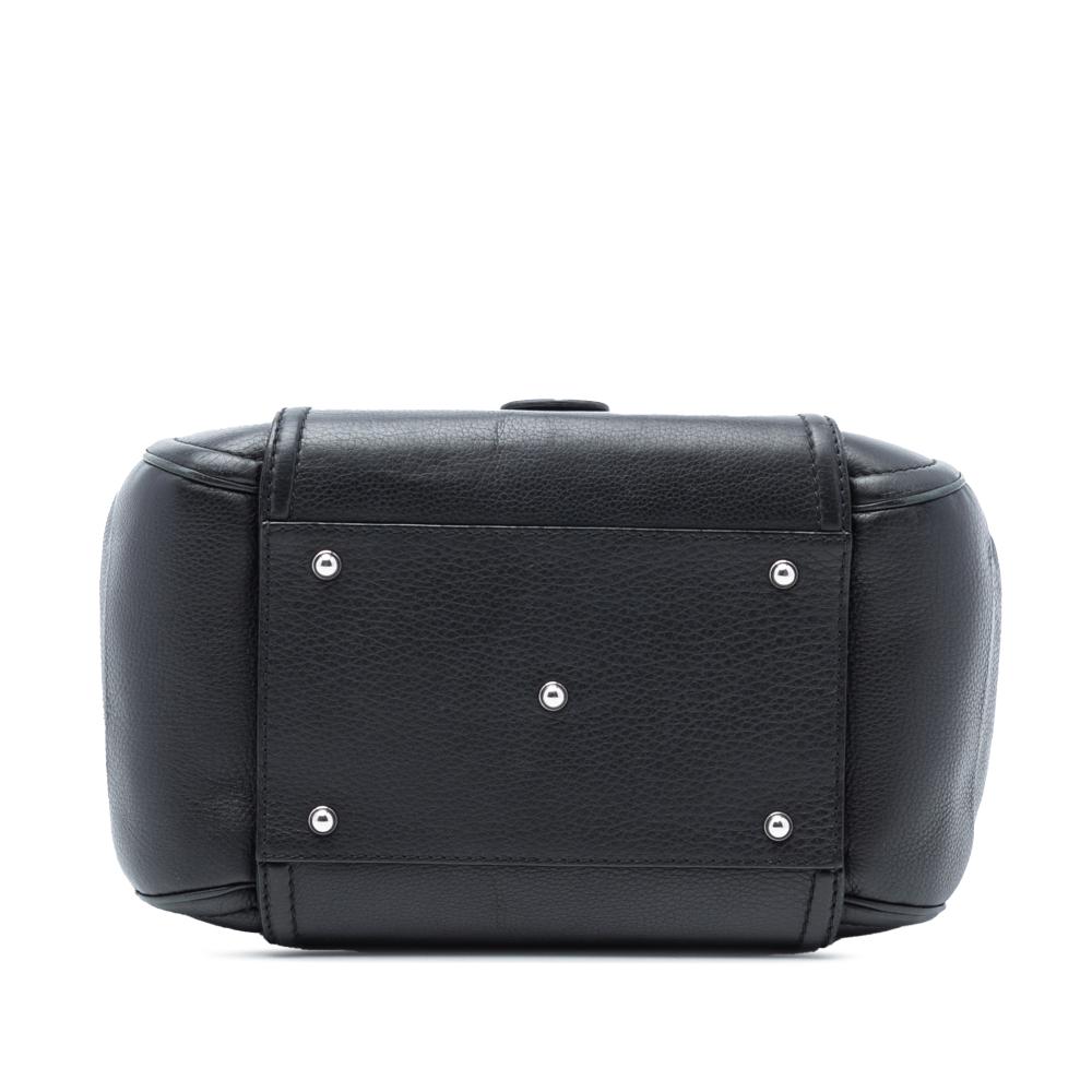 Gucci B Gucci Black Calf Leather Techno Horsebit Top Handle Bag Italy