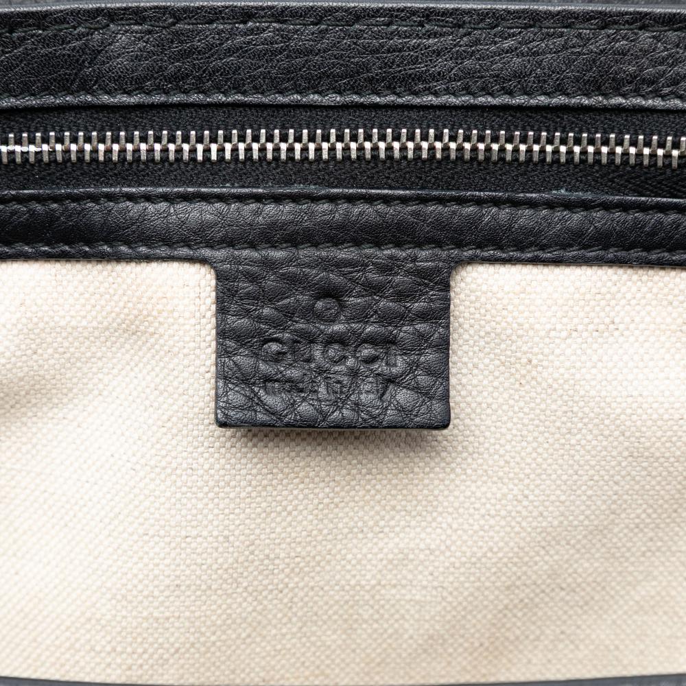 Gucci B Gucci Black Calf Leather Techno Horsebit Top Handle Bag Italy