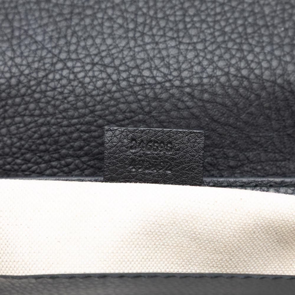 Gucci B Gucci Black Calf Leather Techno Horsebit Top Handle Bag Italy