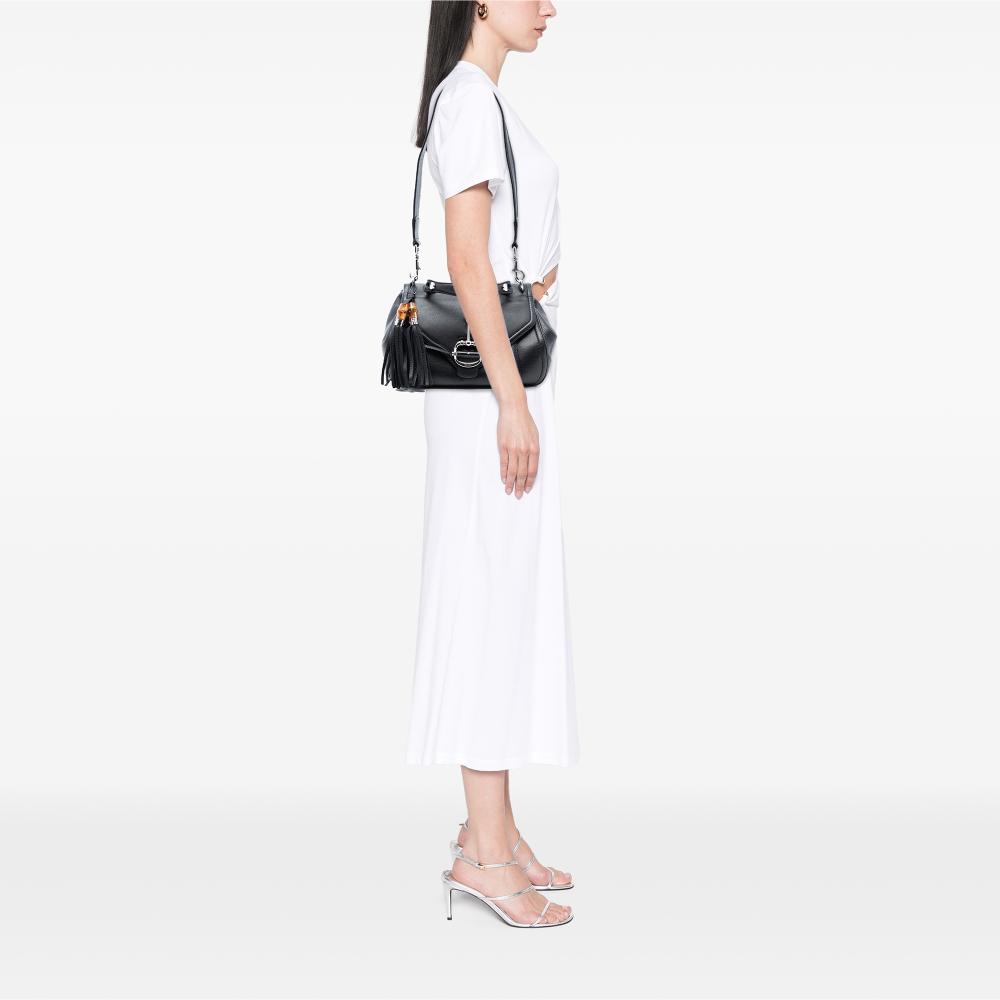 Gucci B Gucci Black Calf Leather Techno Horsebit Top Handle Bag Italy