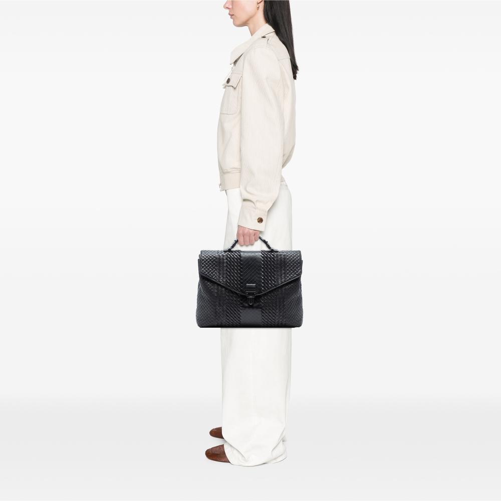 Bottega Veneta Brown Dark Brown Nappa Leather Leather Nappa Intreccio Imperatore Business Bag Italy