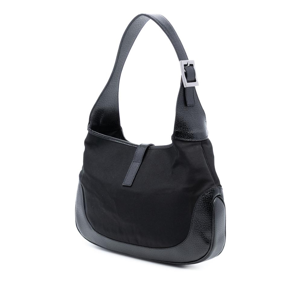 Gucci AB Gucci Black Canvas Fabric Jackie Shoulder Bag Italy