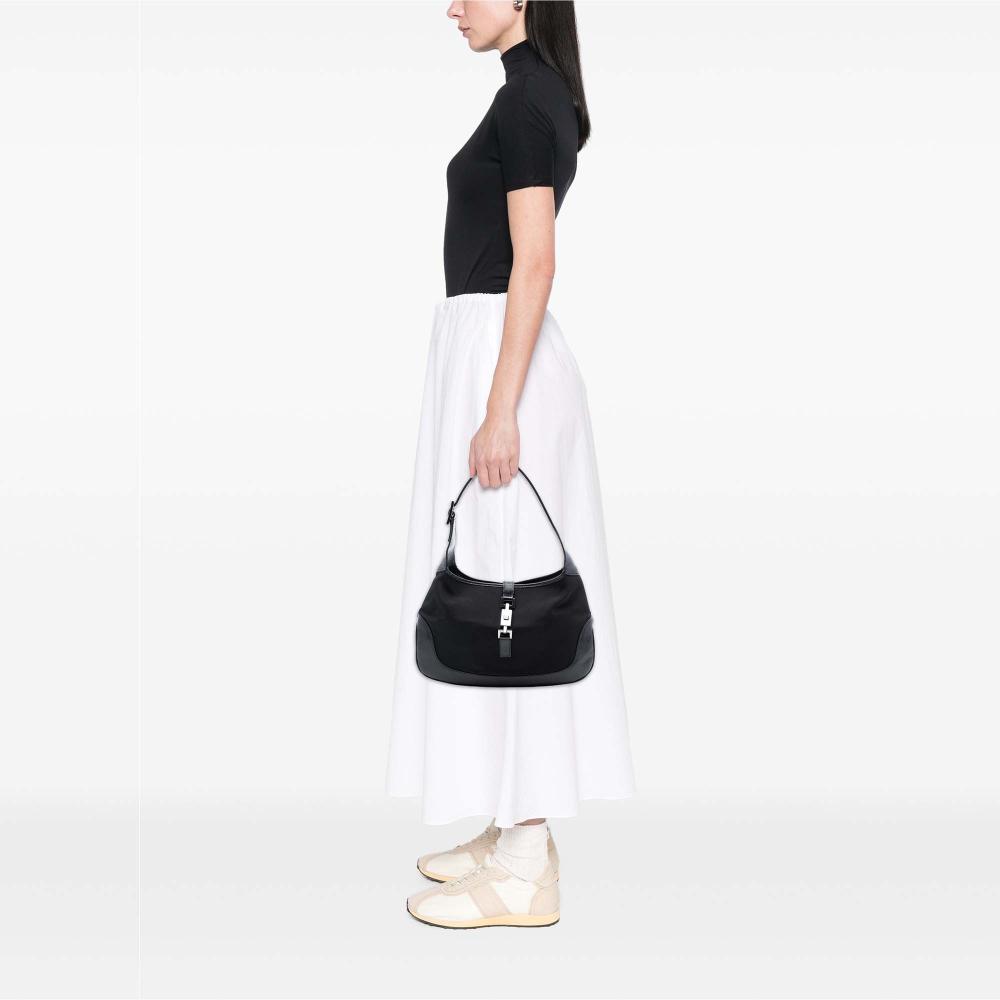 Gucci AB Gucci Black Canvas Fabric Jackie Shoulder Bag Italy