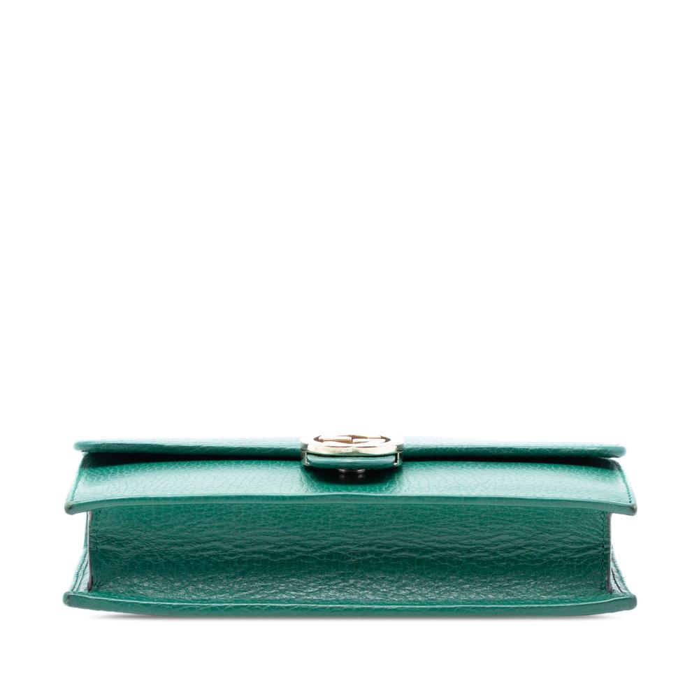Gucci AB Gucci Green Calf Leather Interlocking G Dollar skin Wallet on Chain Italy