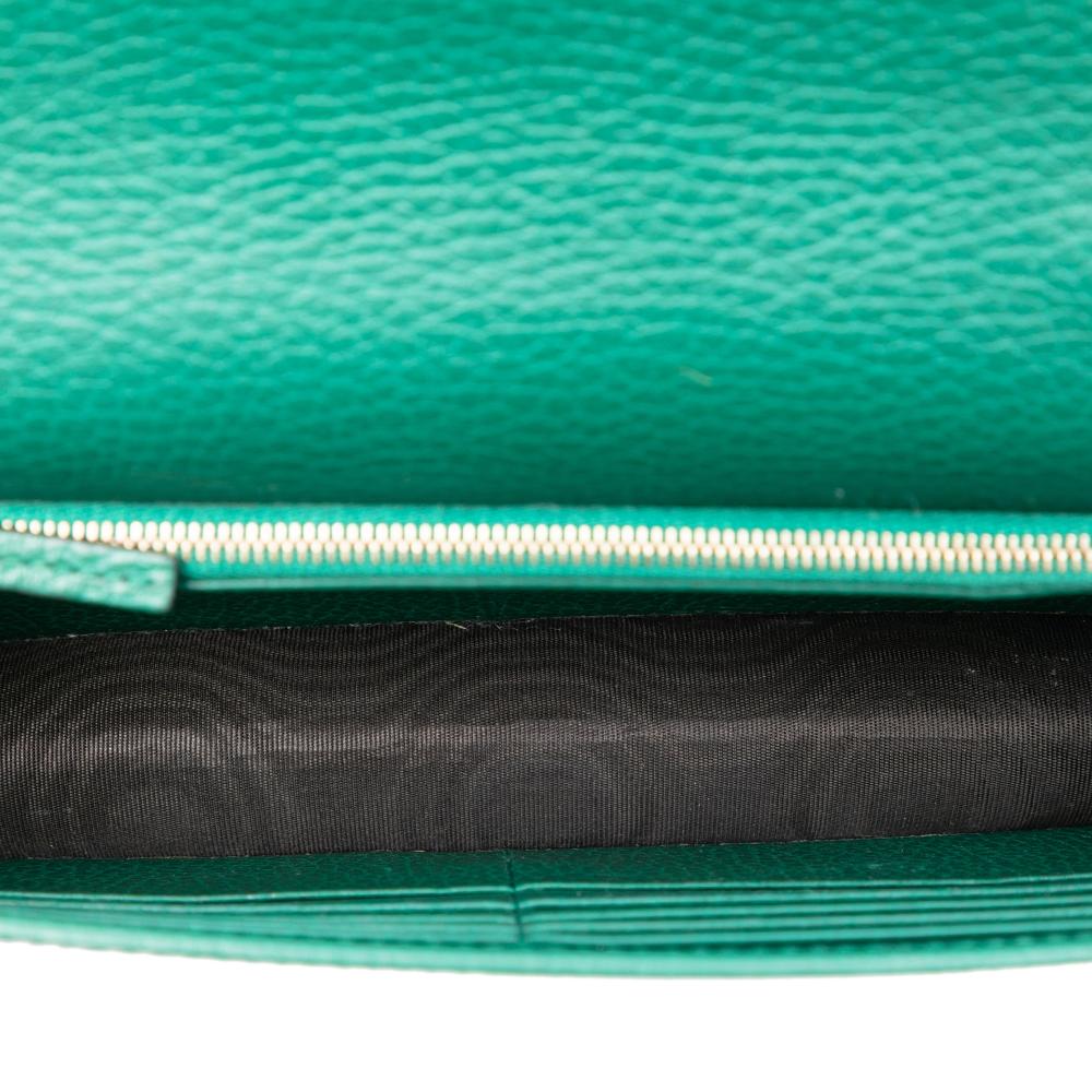 Gucci AB Gucci Green Calf Leather Interlocking G Dollar skin Wallet on Chain Italy