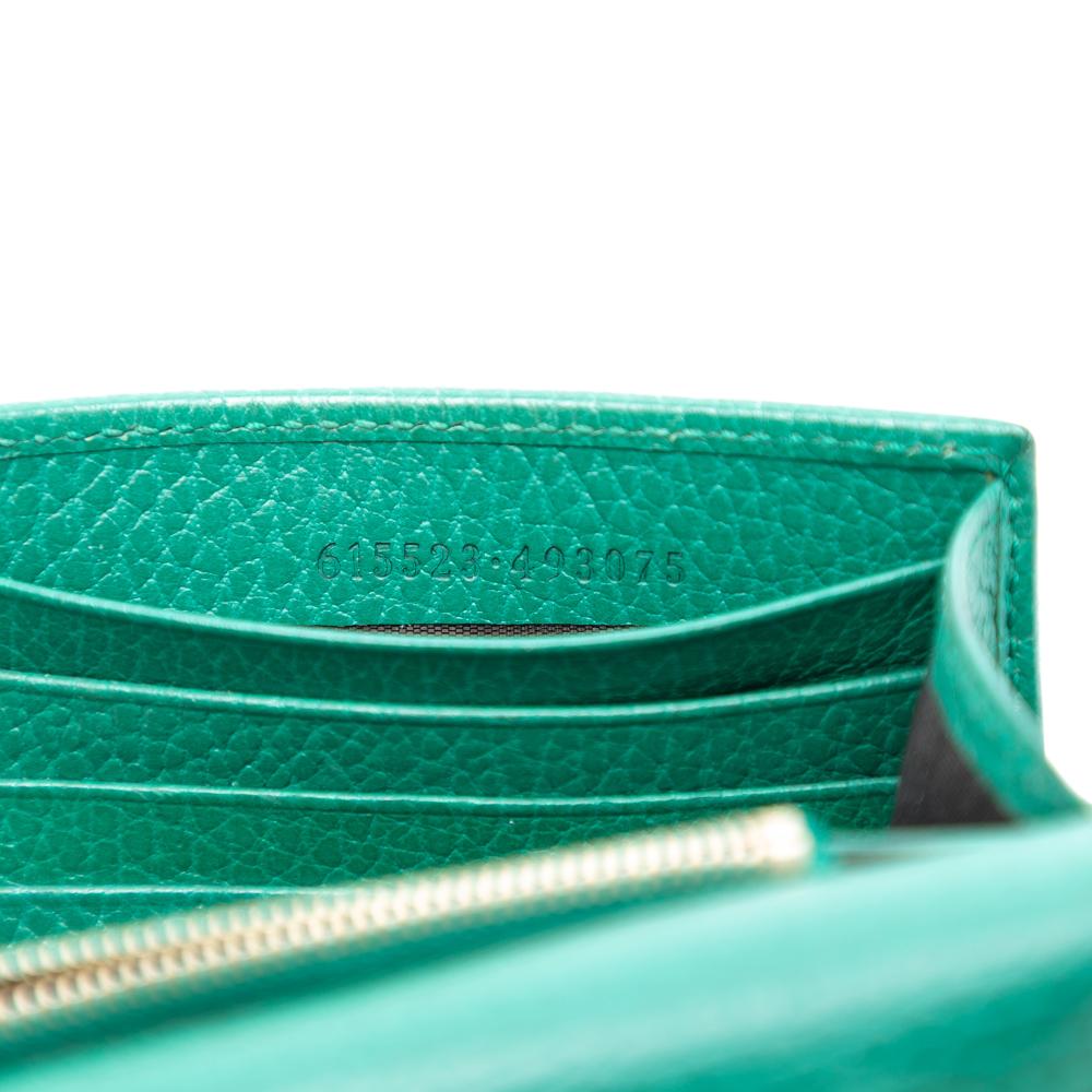 Gucci AB Gucci Green Calf Leather Interlocking G Dollar skin Wallet on Chain Italy