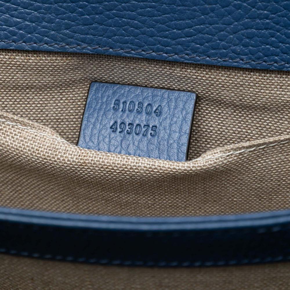 Gucci AB Gucci Blue Calf Leather Small Dollar skin Interlocking G Crossbody Italy