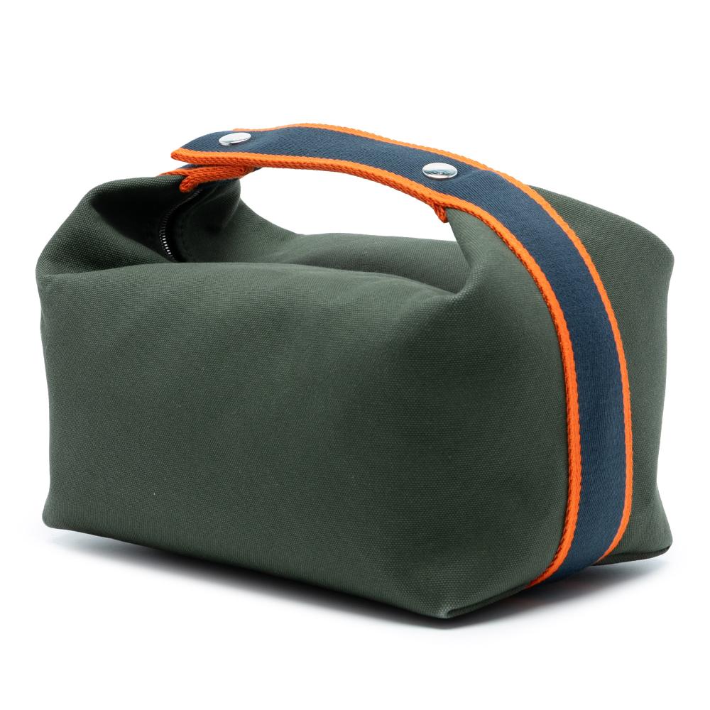 Hermès AB Hermès Green Dark Green with Blue Navy Canvas Fabric Large Toile Bride A Brac Case France