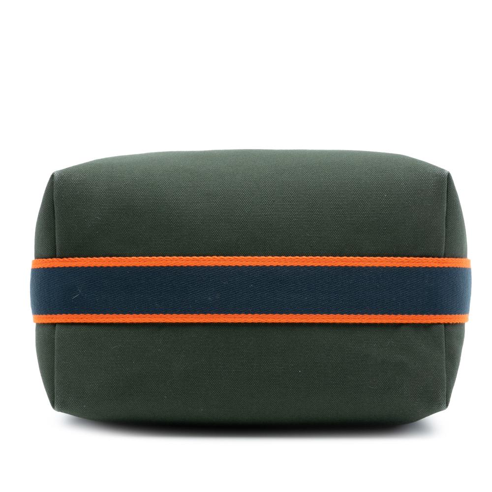 Hermès AB Hermès Green Dark Green with Blue Navy Canvas Fabric Large Toile Bride A Brac Case France