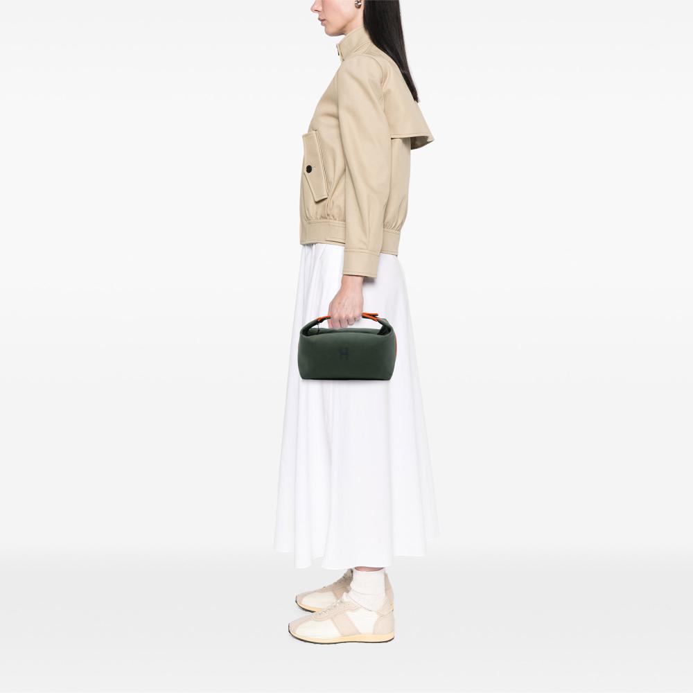 Hermès AB Hermès Green Dark Green with Blue Navy Canvas Fabric Large Toile Bride A Brac Case France