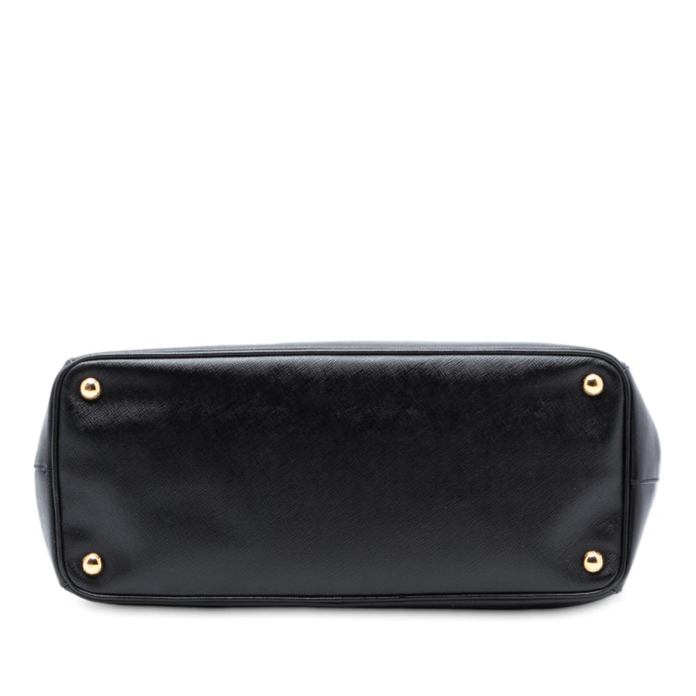Prada B Prada Black Saffiano Leather Large Lux Galleria Double Zip Tote Italy