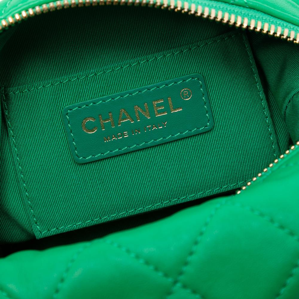 Chanel AB Chanel Green Lambskin Leather Leather Small Quilted Lambskin Perfect Meeting Hobo Italy
