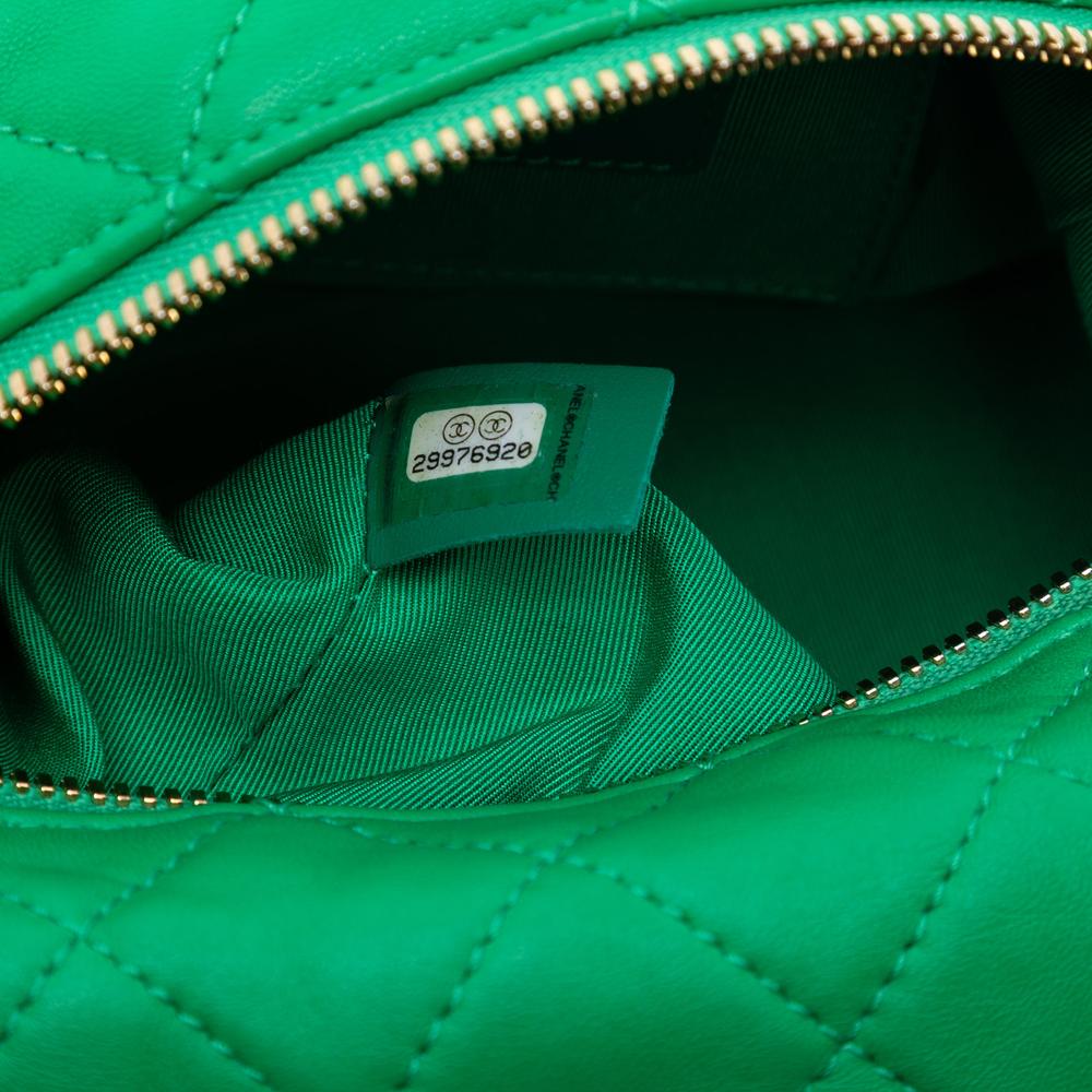 Chanel AB Chanel Green Lambskin Leather Leather Small Quilted Lambskin Perfect Meeting Hobo Italy