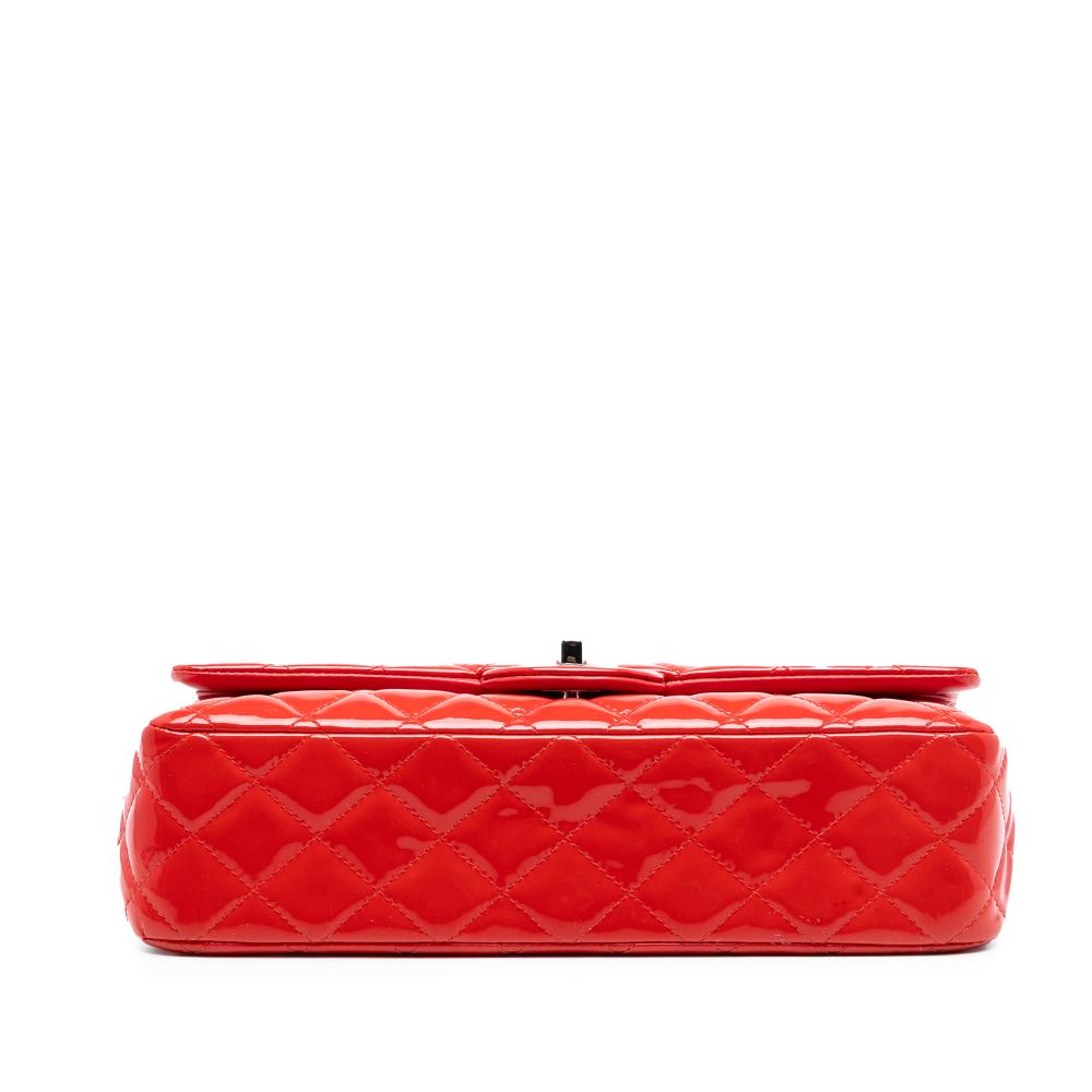 Chanel B Chanel Red Patent Leather Leather Medium Classic Patent Double Flap France