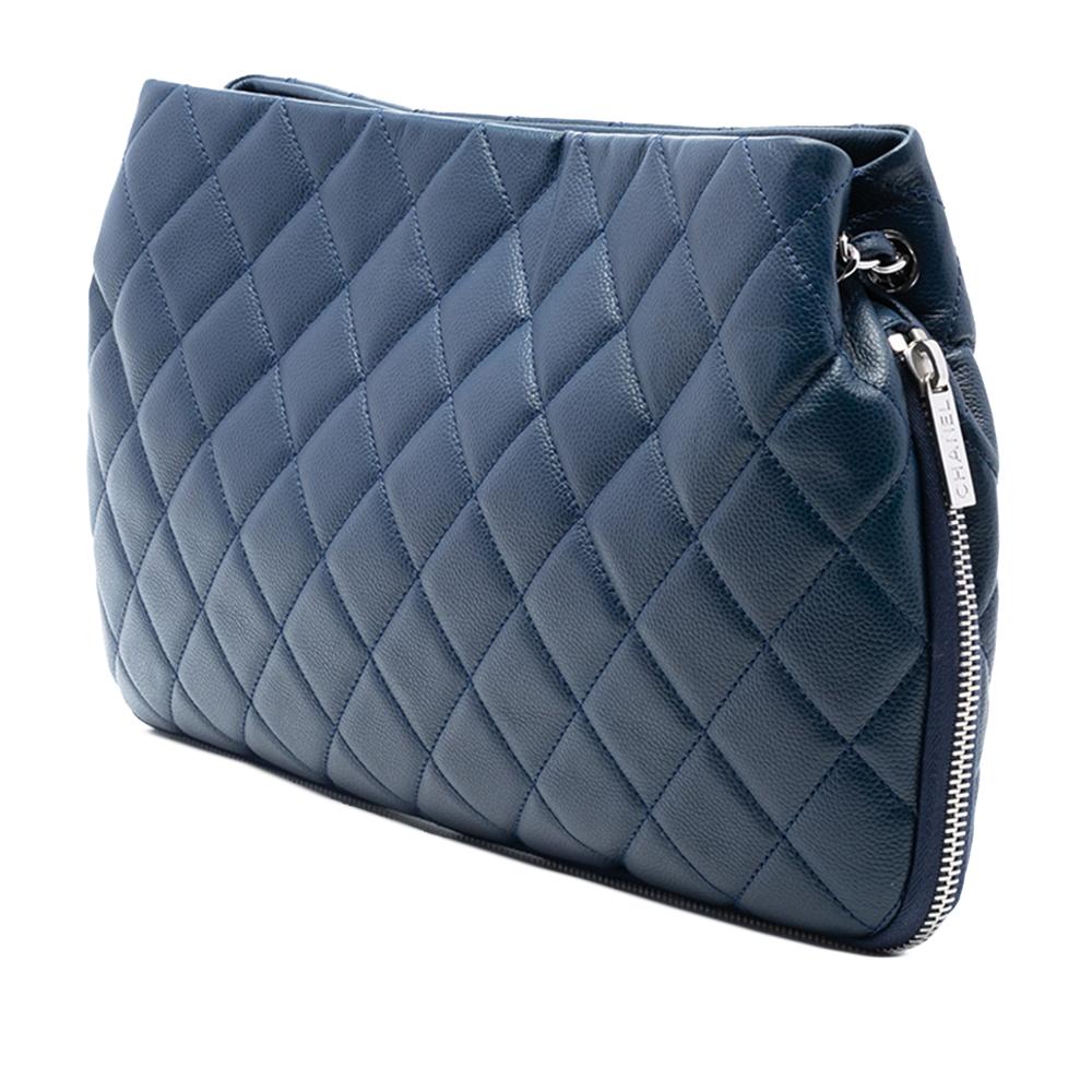 Chanel AB Chanel Blue Navy Caviar Leather Leather CC Quilted Caviar Expandable Tote Italy