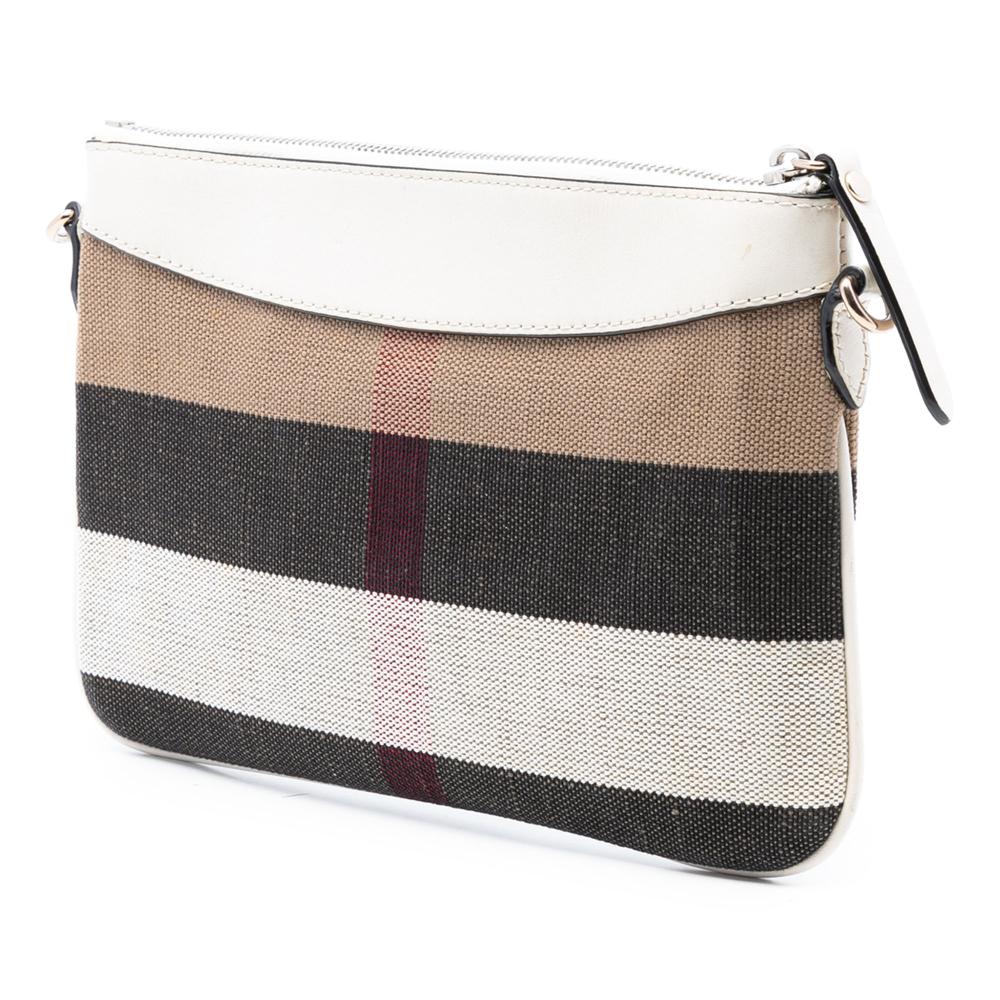 Burberry B Burberry Brown Light Brown with White Canvas Fabric Mega Check Peyton Crossbody China