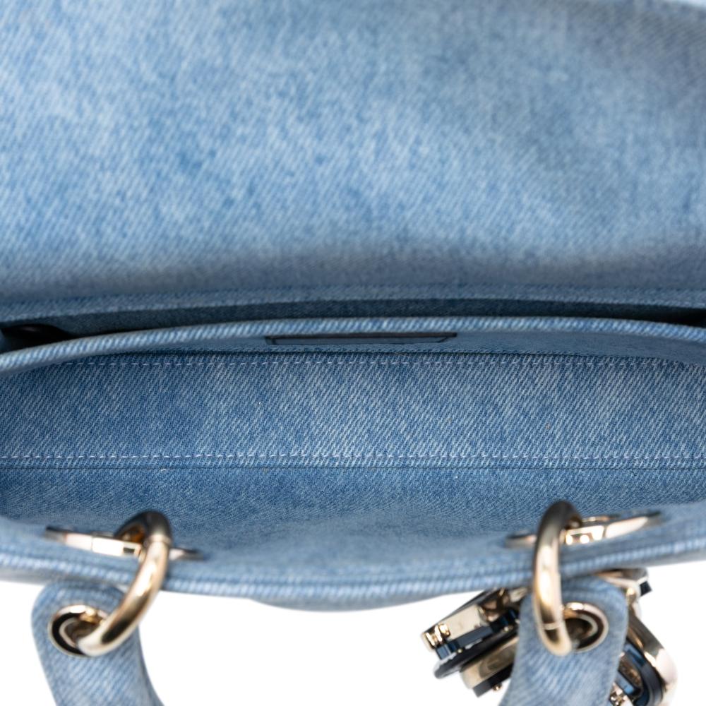 Christian Dior B Dior Blue Light Blue Denim Fabric Medium Macrocannage Lady D Joy Italy
