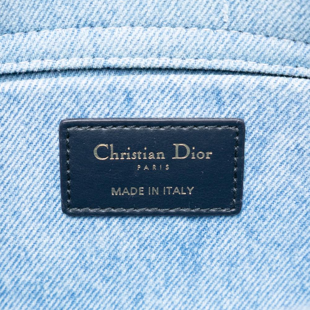 Christian Dior B Dior Blue Light Blue Denim Fabric Medium Macrocannage Lady D Joy Italy