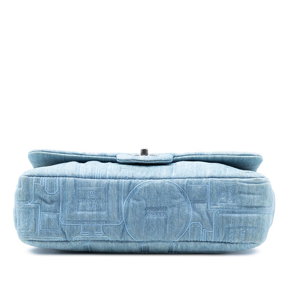 Chanel AB Chanel Blue Denim Denim Fabric Medium Embroidered Perfume Bottle Single Flap France