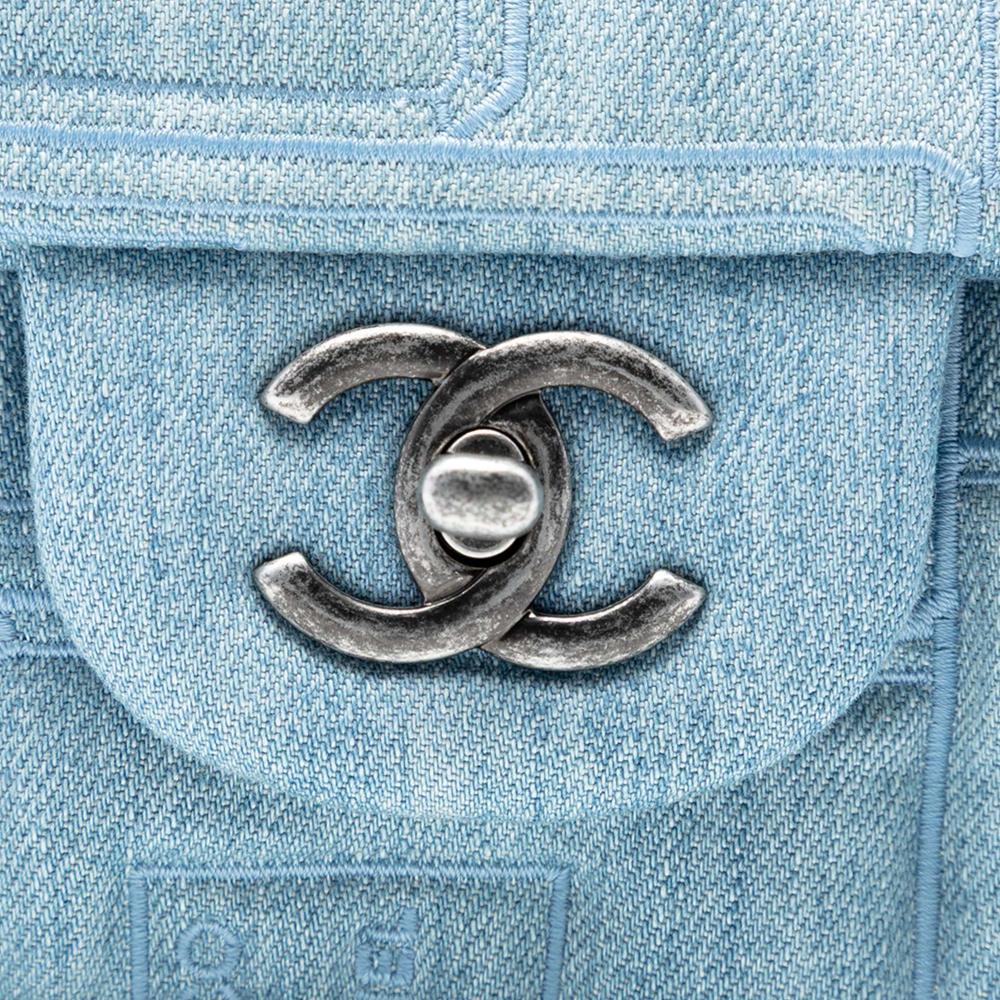 Chanel AB Chanel Blue Denim Denim Fabric Medium Embroidered Perfume Bottle Single Flap France