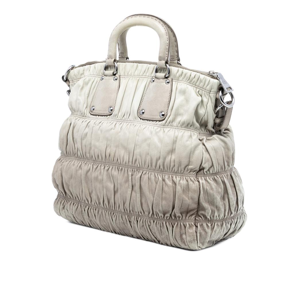 Prada B Prada Gray Light Gray Nappa Leather Leather Nappa Gaufre Ombre Satchel Italy