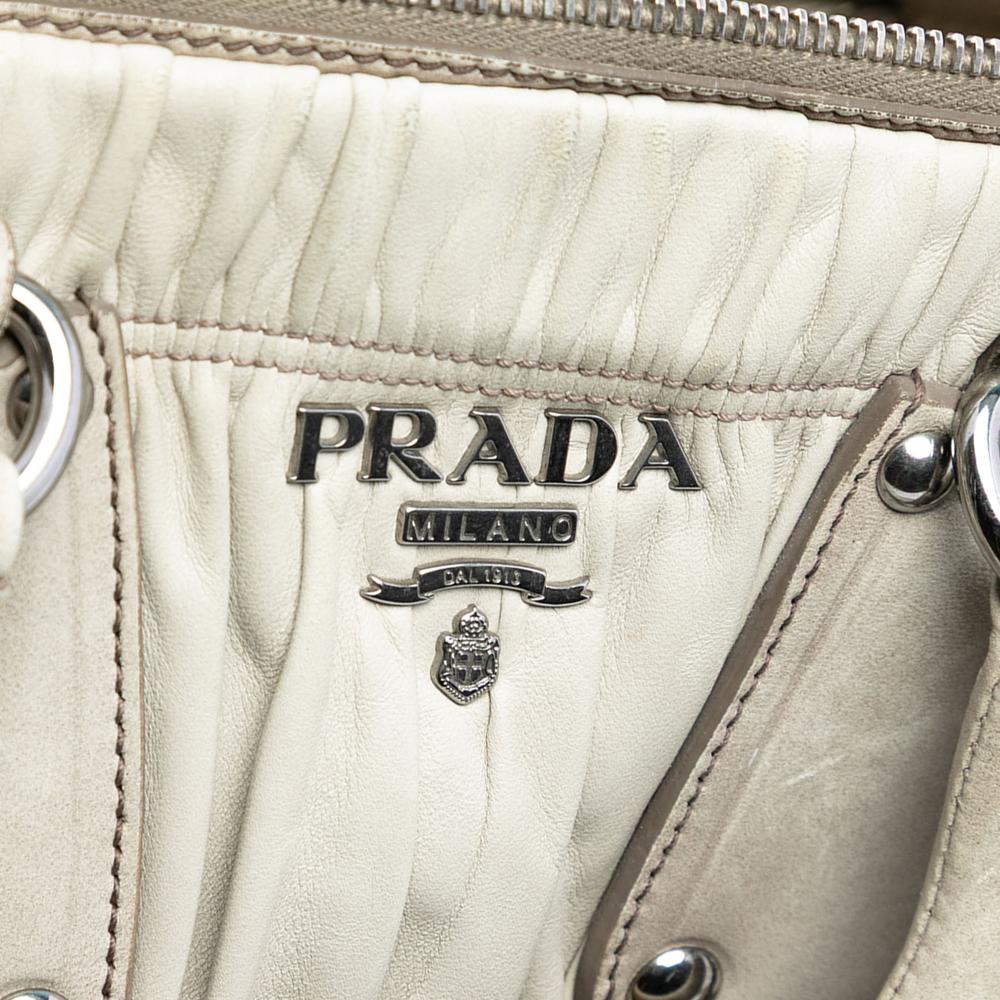 Prada B Prada Gray Light Gray Nappa Leather Leather Nappa Gaufre Ombre Satchel Italy