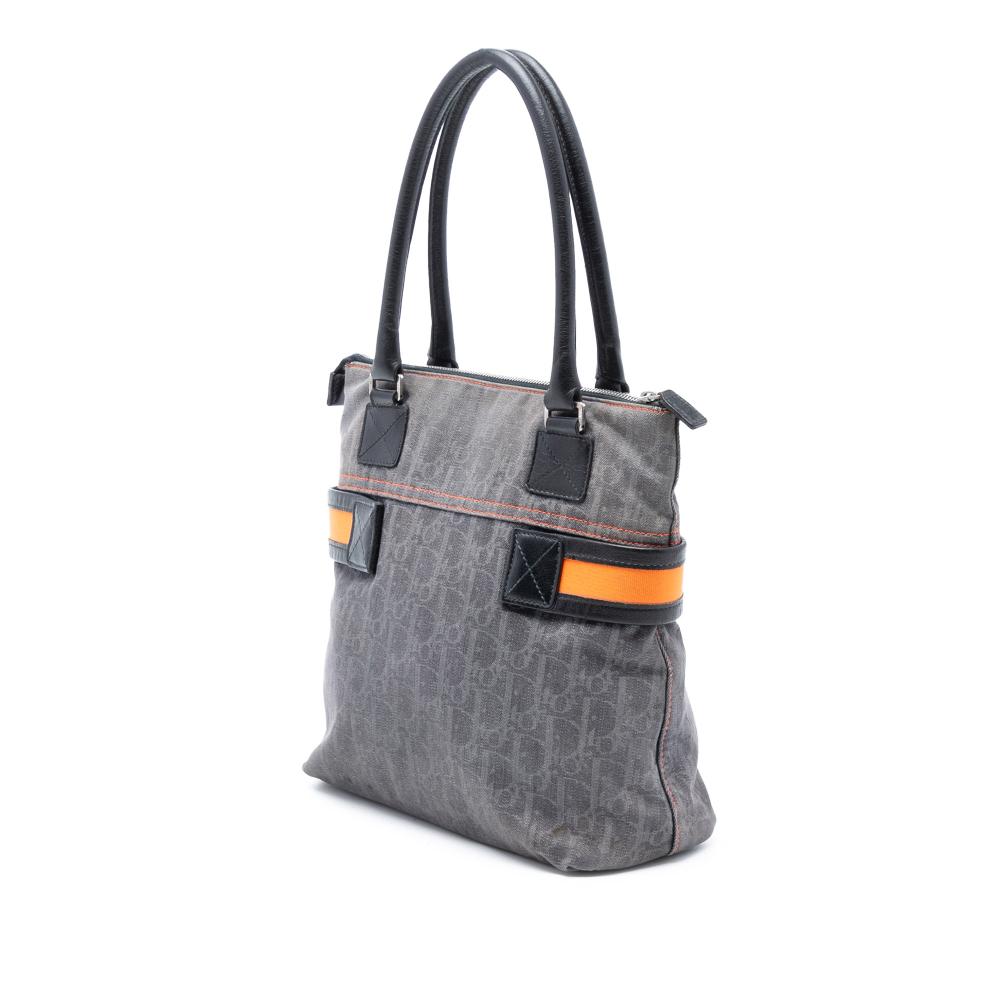 Christian Dior B Dior Blue Navy Denim Fabric Diorissimo Trotter Flight Tote Italy