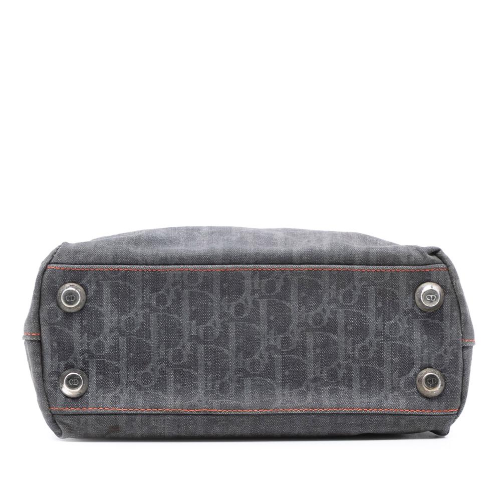 Christian Dior B Dior Blue Navy Denim Fabric Diorissimo Trotter Flight Tote Italy