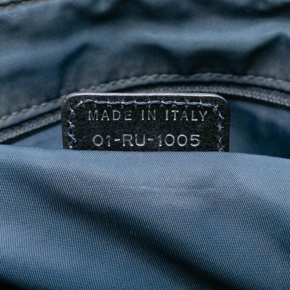 Christian Dior B Dior Blue Navy Denim Fabric Diorissimo Trotter Flight Tote Italy