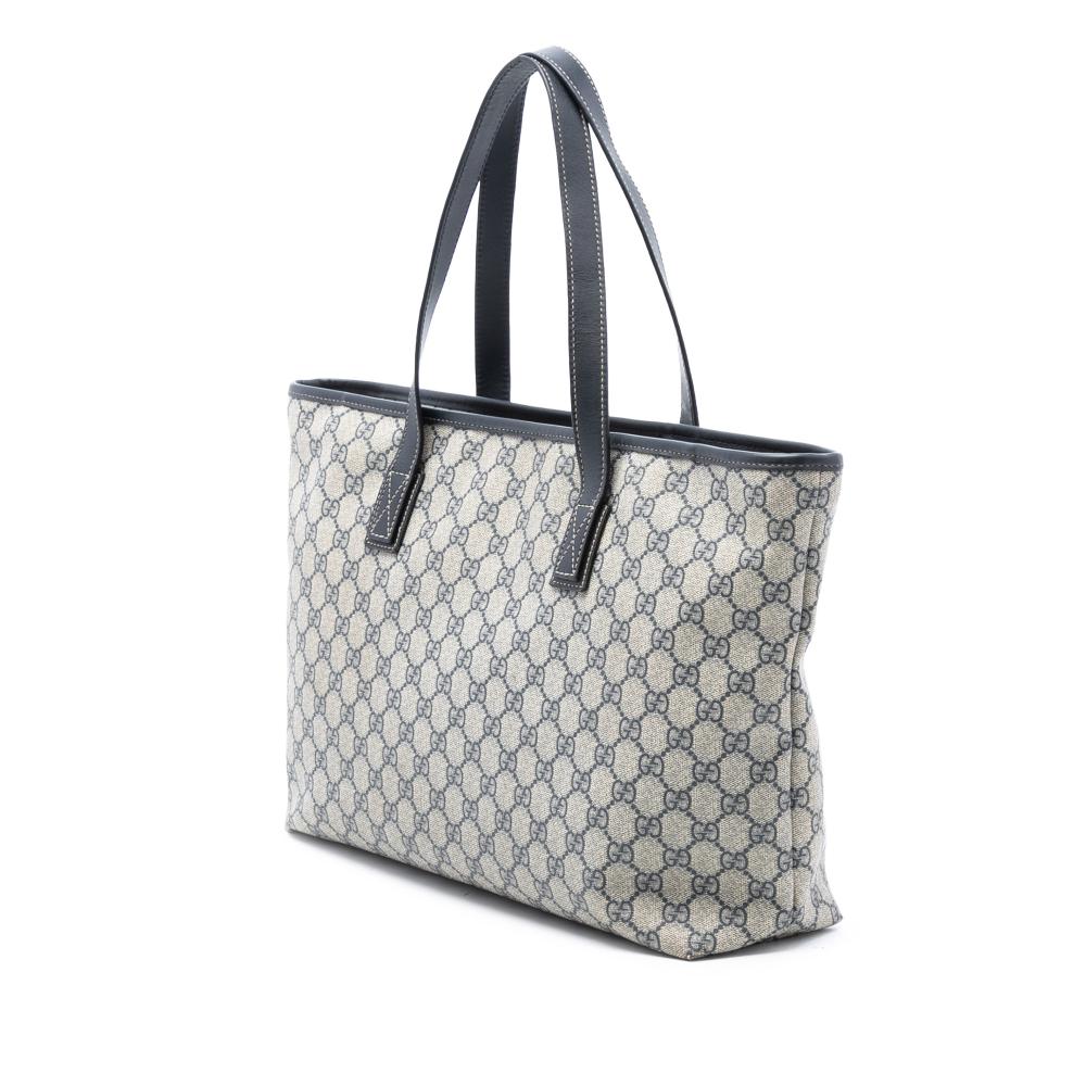 Gucci B Gucci Brown Beige Coated Canvas Fabric GG Supreme Tote Italy