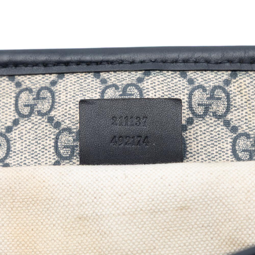 Gucci B Gucci Brown Beige Coated Canvas Fabric GG Supreme Tote Italy