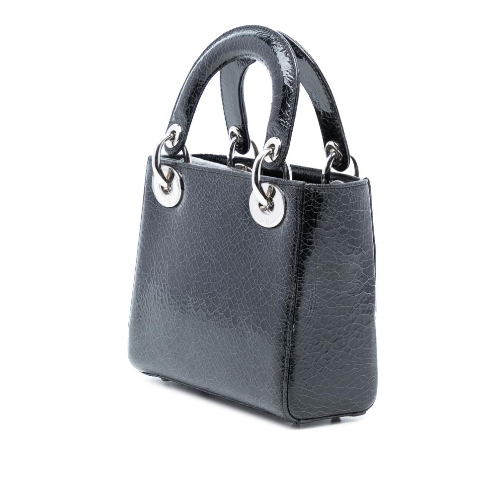 Christian Dior B Dior Black Goatskin Leather Mini Deerskin Ceramic Effect Jeweled Swan Lady Dior Italy